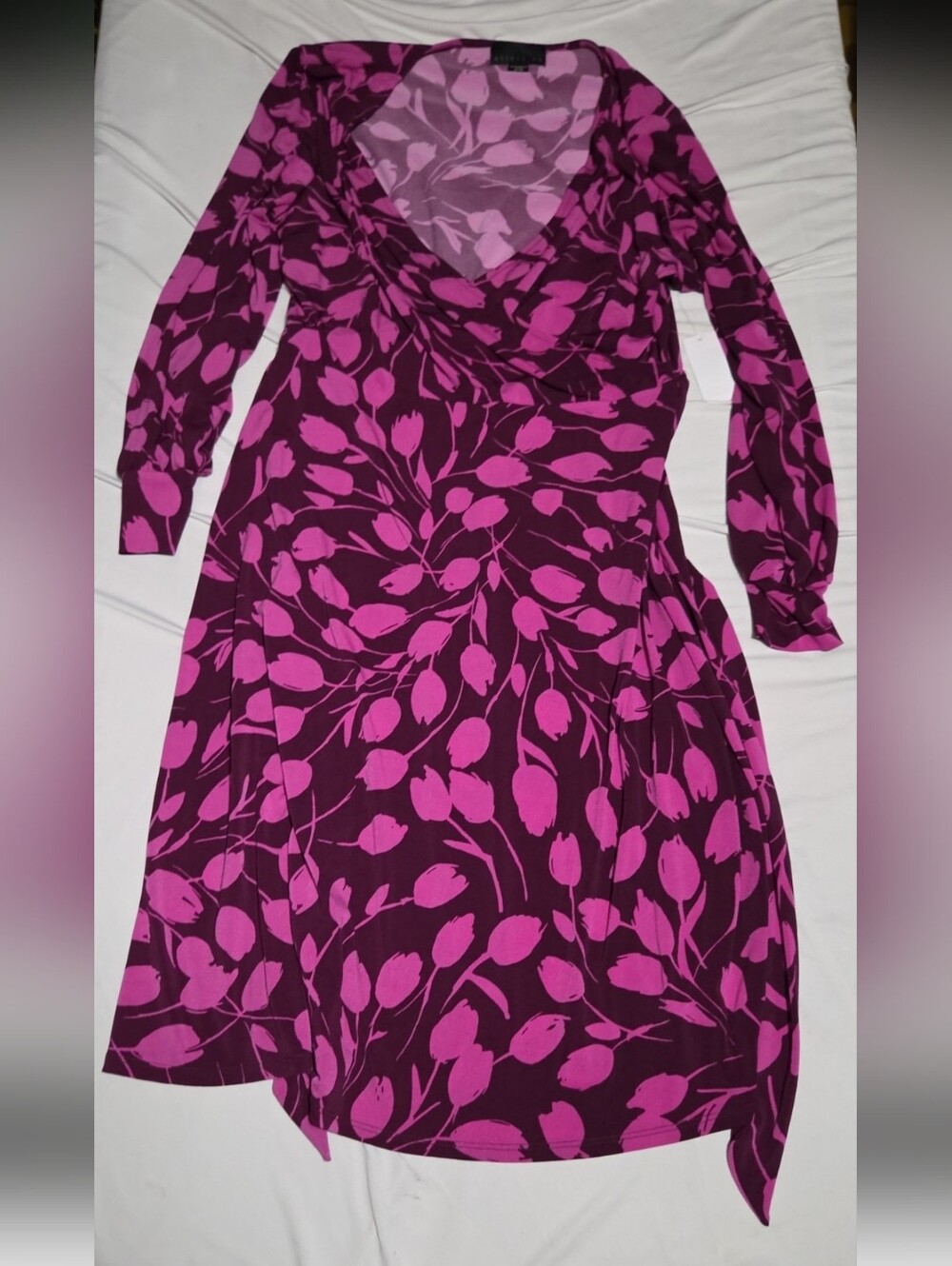 New attention women's XL Purple floral midi dress #30